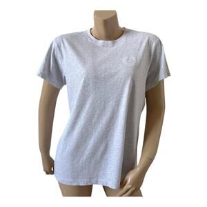 PINK Gray Cotton Crewneck T-Shirt White Logo Back Graphic Size XS